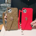 Handbag phone Case with Soft Silicone Chain for Women with Handstrap & Long Pearl Crossbody Chain