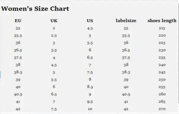Size chart